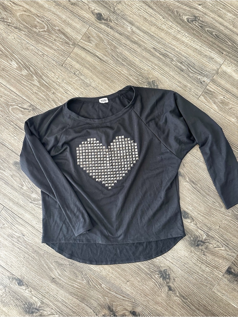 Tobi Black Studded Heart Detail Top